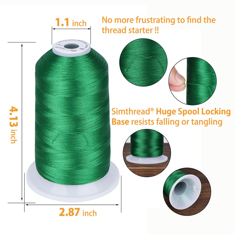 Simthread - 33 Selections - Various Assorted Color Packs of Polyester Embroidery Machine Thread Huge Spool 5500Y for All Purpose Sewing Embroidery Machines - 2White+2Black - Image 4